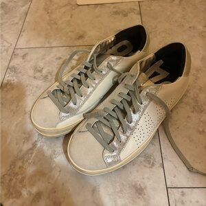 P448 John Low Top Silver, Gray, & White Sneakers